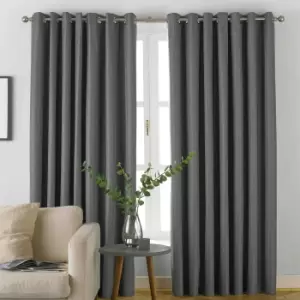 Image of Moon Premium Thermal Blackout Eyelet Curtains Grey / 117 x 183cm