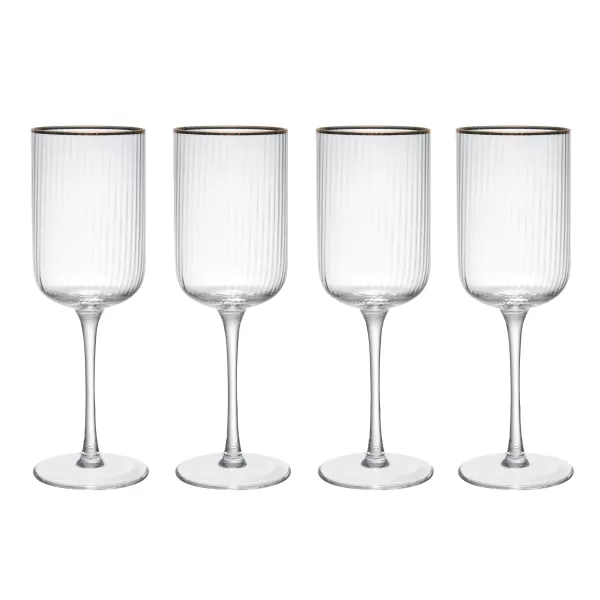 Image of Sorrento Ridged Crystal Red Wine Glasses, Set of 4, 450ml