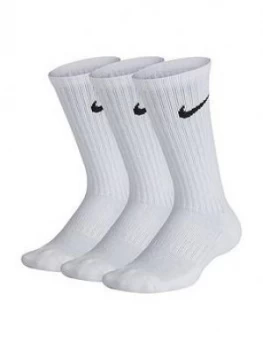 image of Boys, Nike 3 Pack Childrens Performance Socks - White/Black Size M 5-8