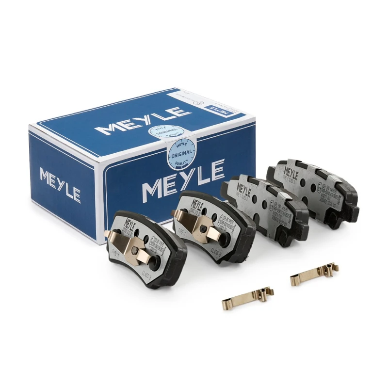 Image of MEYLE 025 240 1416/PD Brake pad set Rear Axle, with acoustic wear warning, MEYLE-PD Quality, with anti-squeak plate Brake Pad Set,disc brake (402)