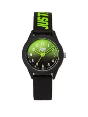 image of Hype Hype Kids Navy with Lime Print Silicone Strap with Graduated Lime to Navy Dial, Navy