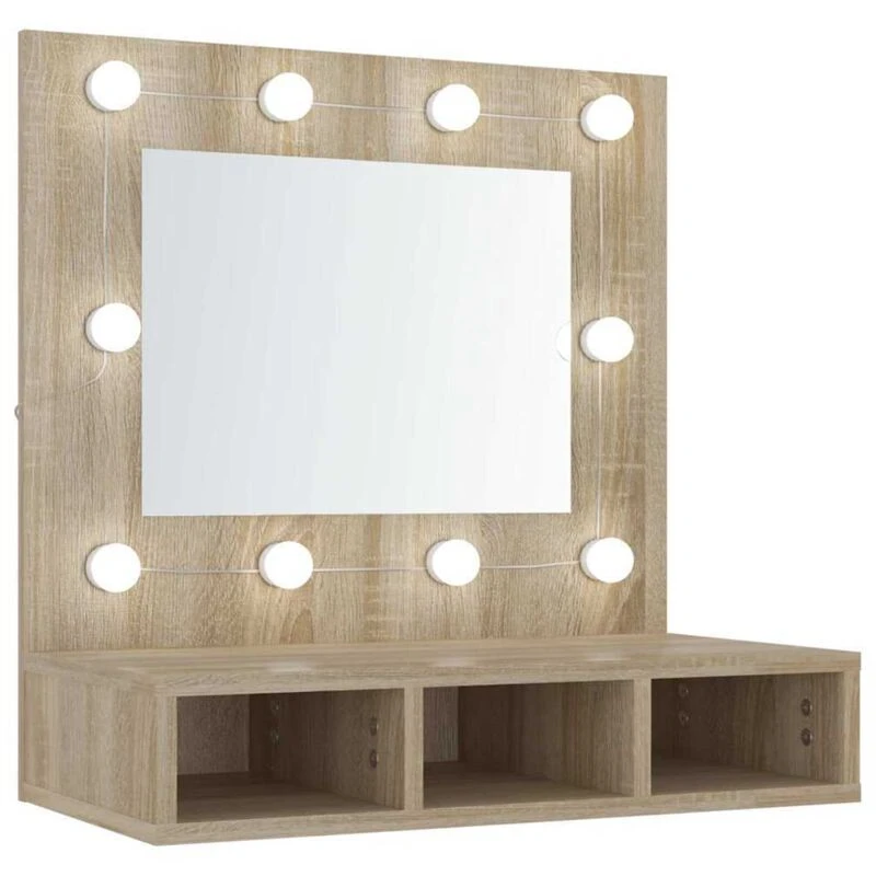 Image of vidaXL Mirror Cabinet with LED Sonoma Oak 60x31.5x62 cm, Brown 808885
