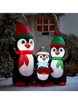 image of Festive 5ft Inflatable Penguin Family Outdoor Christmas Decoration