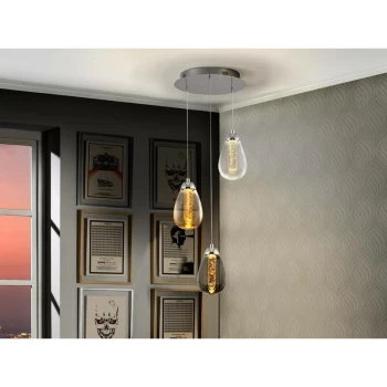 Image of Schuller Lighting - Schuller Taccia - 3 Light Crystal Cluster Drop Ceiling Pendant Chrome Bubble Effect