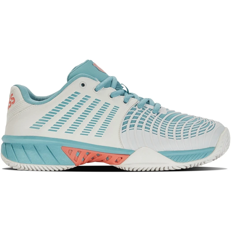 Image of K-Swiss Womens Express Light 3 All Court Lace Up Tennis Shoes Blanc/Blu/Dsrt female 3 (36)