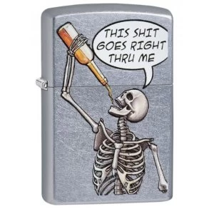 Image of Zippo Drinking Skeleton Street Chrome Finish Windproof Lighter