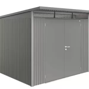 image of Biohort AvantGarde Double Door Metal Garden Shed 8ft5 x 9ft8 A7 - Metallic Quartz Grey