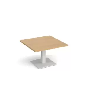 Image of Brescia square coffee table with flat square white base 800mm - oak