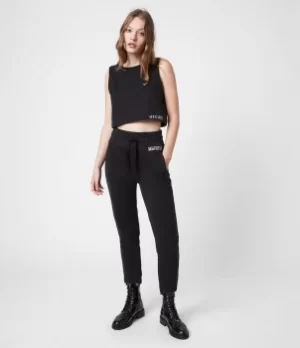 Image of AllSaints Womens Lila Crop Sweat Top, Black, Size: 10