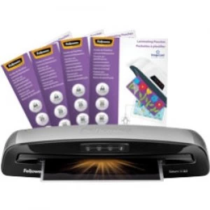 image of Fellowes Laminator Saturn 3I Grey Black 100 Binding Covers Free