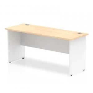 image of Trexus Desk Rectangle Panel End 1600x600mm Maple Top White Panels Ref