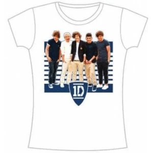 Image of One Direction Ivy League Stripes Skinny White TS: Large
