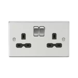 Image of Knightsbridge - 13A 2G dp Switched Socket with Black Insert - Square Edge Brushed Chrome