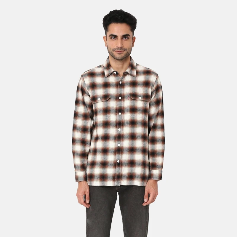Image of Levis Plaid Worker Shirt - Brown Brown S
