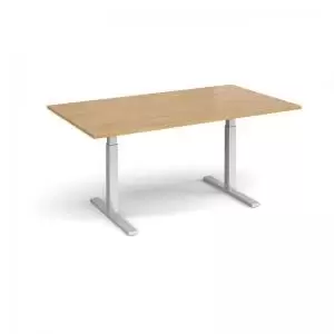 Image of Elev8 Touch boardroom table 1800mm x 1000mm - silver frame and oak top
