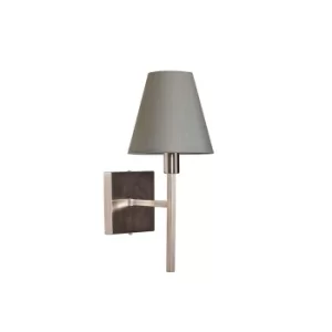Image of Lucerne 1 Light Wall Light, Brushed Nickel with Grey Shade