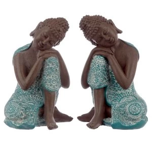 Image of Thai Buddha Brown, White and Turquoise - Dream