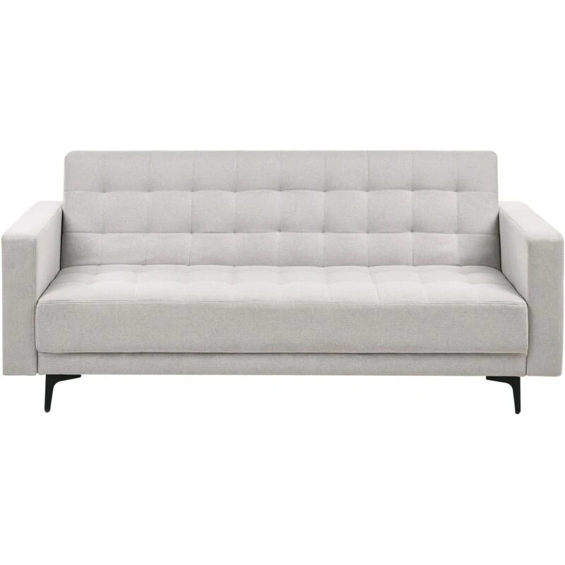 Image of Beliani Sofa Bed 3 Seater Aberdeen Fabric Light Grey