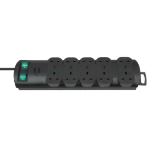 Image of Brennenstuhl 1153303120 Primera Line Extension Socket 10 Way Black 2m