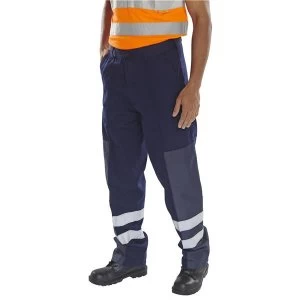 Image of Click Workwear Trousers Polycotton Nylon Patch Navy Blue 30 Ref