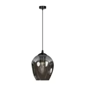 image of Istar Black Dome Pendant Ceiling Light with Graphite Glass Shades, 1x E27