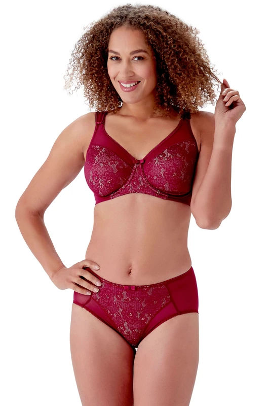 Image of Berlei Berlei Beauty Lace Minimiser Bra Burgund Burgundy Female 34FF YC27318