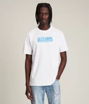 Image of AllSaints Mens Orbit Crew T-Shirt, Optic White, Size: M