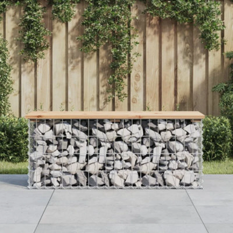 Image of vidaXL Garden Bench Gabion Design 103x31.5x42cm Solid Wood Pine, Brown 834350