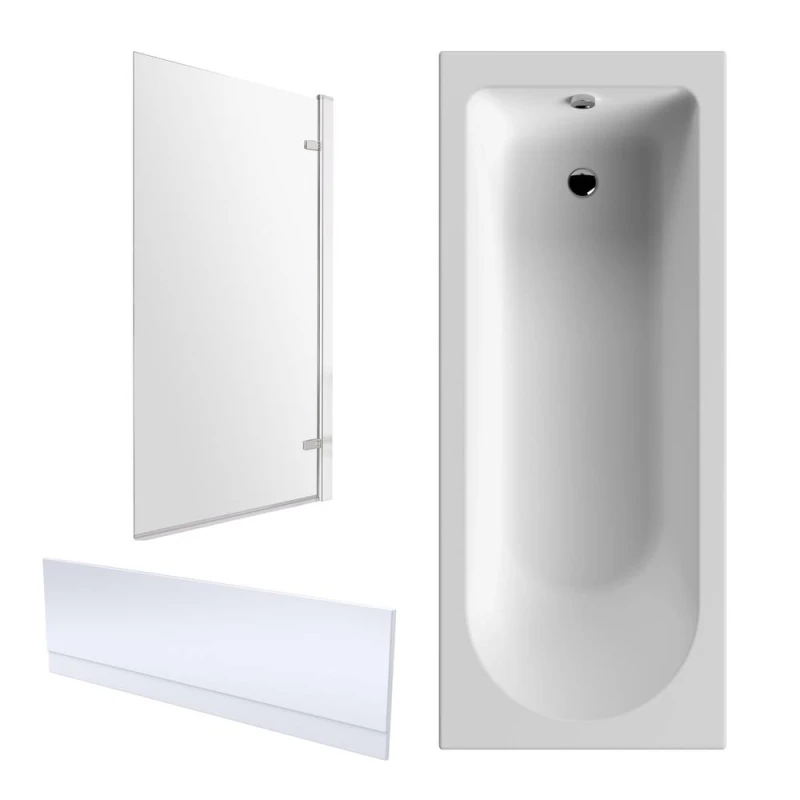 Image of Balterley Round Bathtub Front Panel with Bath Screen Chrome Profile Silver