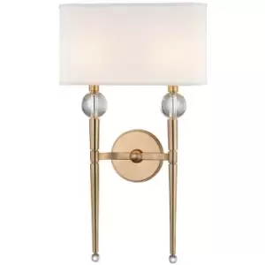 image of Rockland 2 Light Wall Sconce Brass, Faux Silk