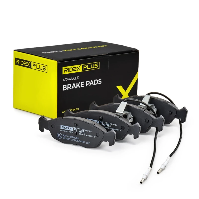 Image of RIDEX PLUS 402B0817P Brake pad set incl. wear warning contact, without accessories, with piston clip Brake Pad Set,disc brake (402)