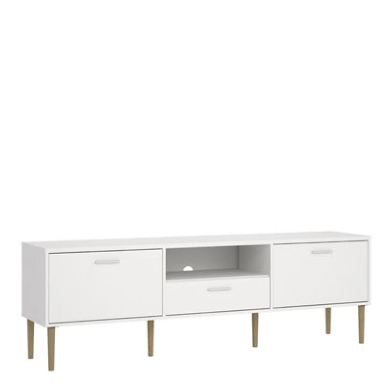 Image of Furniture To Go Media Tv-Unit With 2 Doors + 1 Drawer In White