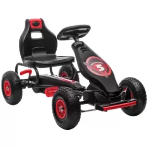 image of HOMCOM Children Pedal Go Kart, Racing Go Cart with Adjustable Seat, Inflatable Tyres, Shock Absorb, Handbrake, for Boys and Girls Ages 5-12, Red