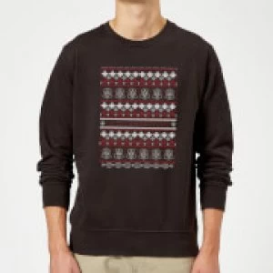 Image of Star Wars On The Naughty List Pattern Christmas Sweatshirt - Black