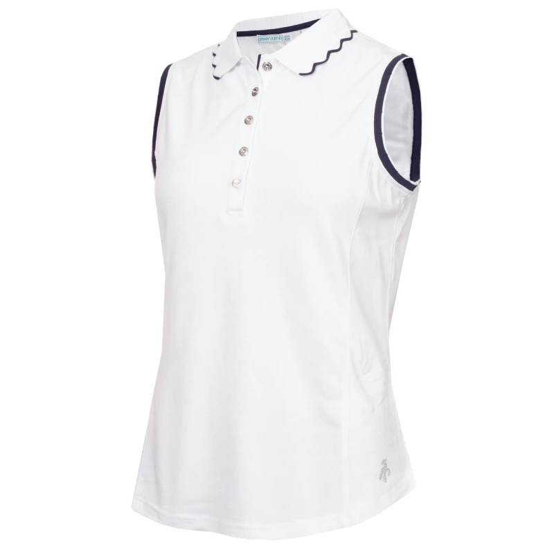 Image of Calvin Klein Golf Green Lamb Nadia Sleeveless Polo Shirt Womens Wht-Nvy female 12 (M)