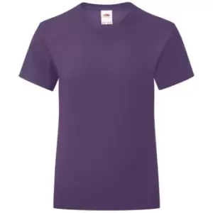 Image of Fruit Of The Loom Girls Iconic T-Shirt (5-6 Years) (Purple)