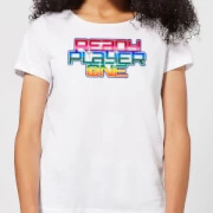 image of Ready Player One Rainbow Logo Womens T-Shirt - White - 3XL