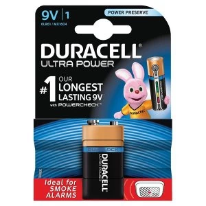 Image of Duracell 9V Ultra MX1604 Alkaline Battery 9V