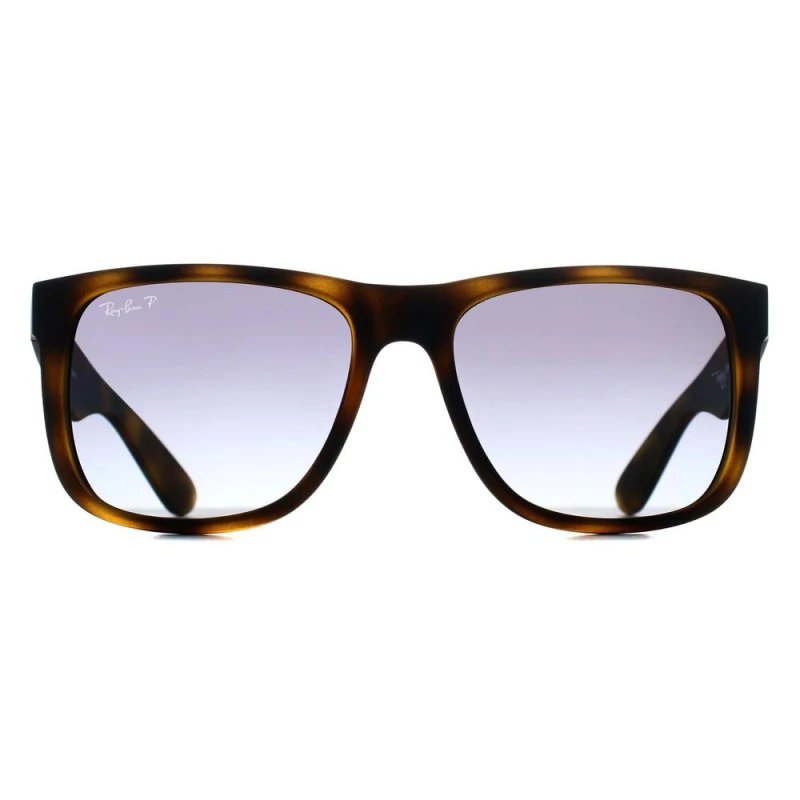 Image of Ray-Ban Ray-Ban Rectangle Matte Havana Blue Gradient Polarized RB4165 Justin in Brown Brown One Size Unisex 8056262094341