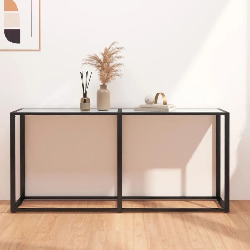 Image of VIDAXL Console Table White Marble 160x35x75.5cm Tempered Glass Vidaxl 8720286462775