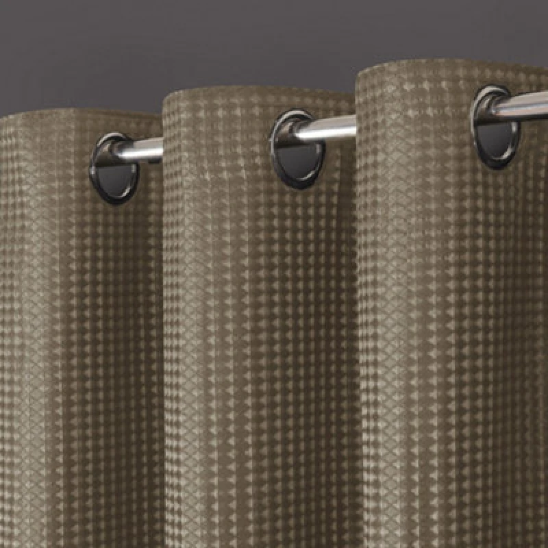 Image of Velosso Waffle Weave Total Blackout Jacquard Eyelet Header Curtains in Natural Size: 168cm width x 229cm drop Natural Unisex 168cm width x 229 cm