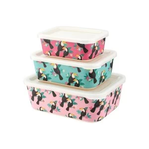 image of Sass & Belle Tiki Toucan Bamboo Lunch Boxes (Set of 3)