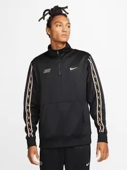 Image of Nike NSW Repeat Poly Knit Double Crest 1/2 Zip Sweat - Black, Size S, Men