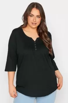 Image of Pintuck Henley Cotton Top