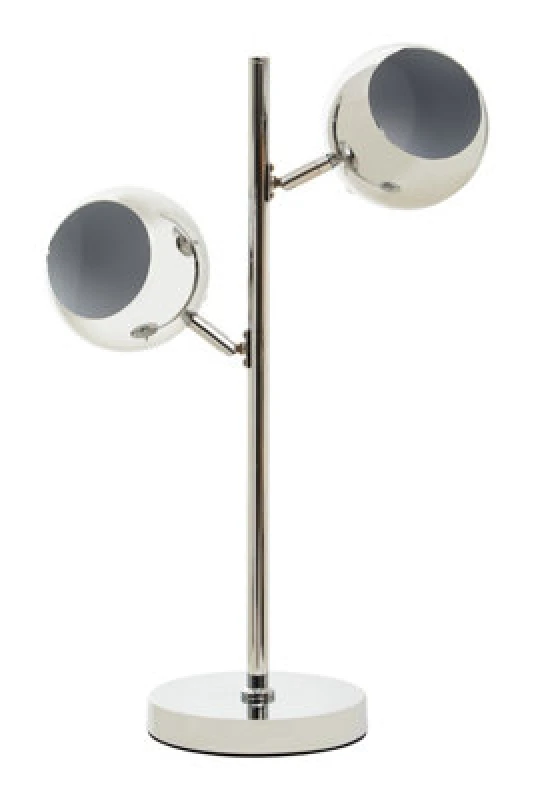 Image of Orsina Chrome Table Lamp With Dual Metal Dome Shades, Adjustable Arched Twin Light Table Lamp, Chrome Finish Lamp