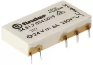Image of Finder, 12V dc Coil Non-Latching Relay SPDT, 6A Switching Current PCB Mount Single Pole, 34.51.7.012.0019