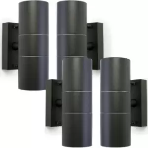 Image of 4 PACK GU10 Anthracite Up & Down Wall Lights Outdoor Twin Dimming Lamp Fitting