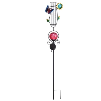 Image of Solar Lighting with Rain Gauge 250ml Volume Garden Patio Light Red - Monzana