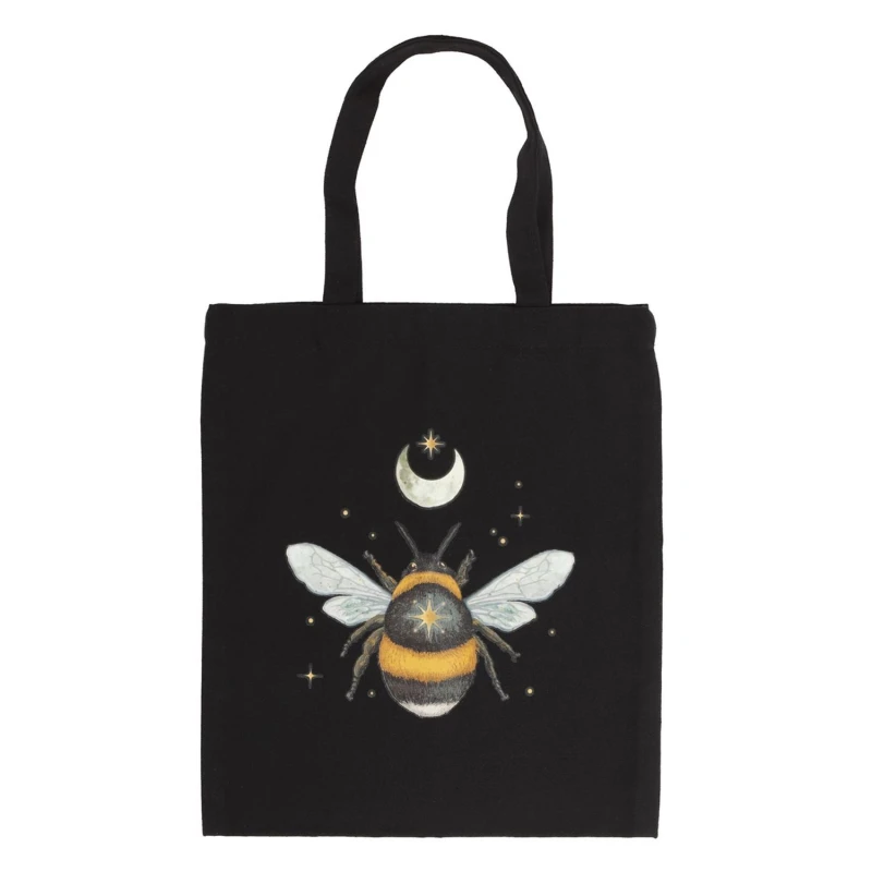 Image of Something Different Womens Forest Bee Cotton Tote Bag in Jet Black Jet Black Female One Size