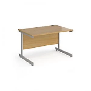 Image of Dams International Rectangular Straight Desk with Oak Coloured MFC Top and Silver Frame Cantilever Legs Contract 25 1200 x 800 x 725mm